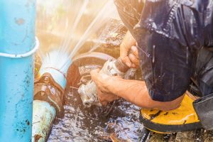 plumber repairing water pipe